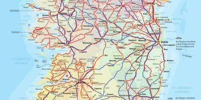 L'irlande lignes de bus de la carte