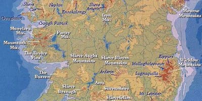 Carte de l'irlande, montagnes 