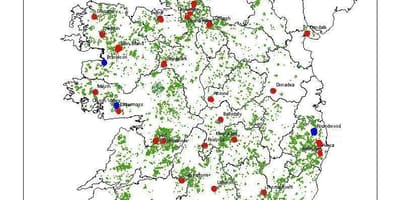Carte de l'irlande, des forêts