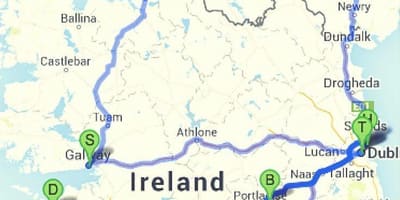 Les lieux à visiter, carte de l'irlande