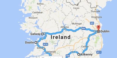 Carte de l'irlande, carnet de voyage