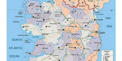 Carte de l'irlande, avec les villes