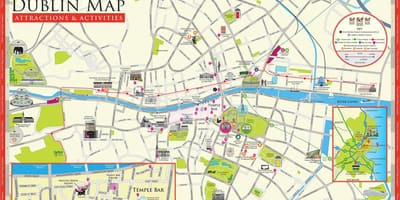 La carte de dublin, irlande attractions touristiques