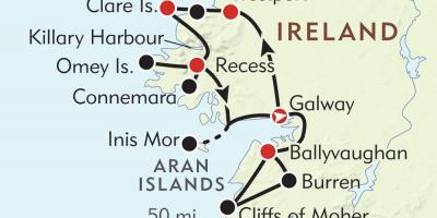 Carte de la côte ouest de l'irlande 