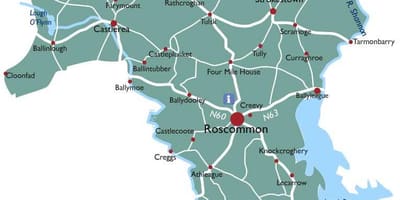 Carte du comté de roscommon, irlande