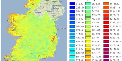 La vitesse du vent carte de l'irlande