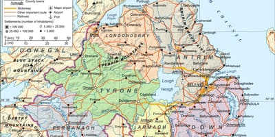 La carte des aéroports en irlande du nord