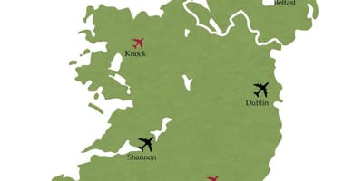 Carte du sud de l'irlande aéroports