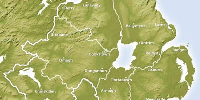 La carte des fleuves, dans le nord de l'irlande