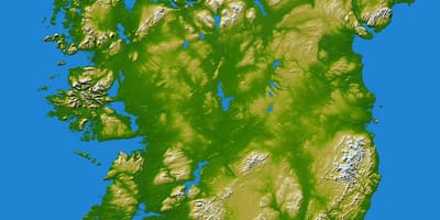 L'irlande chaînes de montagnes de la carte
