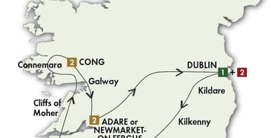 L'irlande tour au volant de la carte